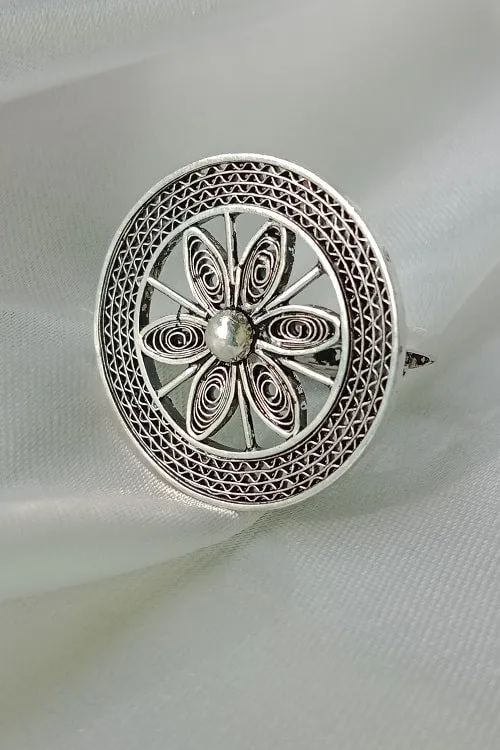 Silver Linings "Oxidised Chakra" Silver Filigree Ring