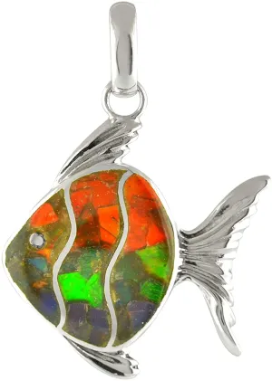 Starborn Ammolite Fish Pendant in Sterling Silver
