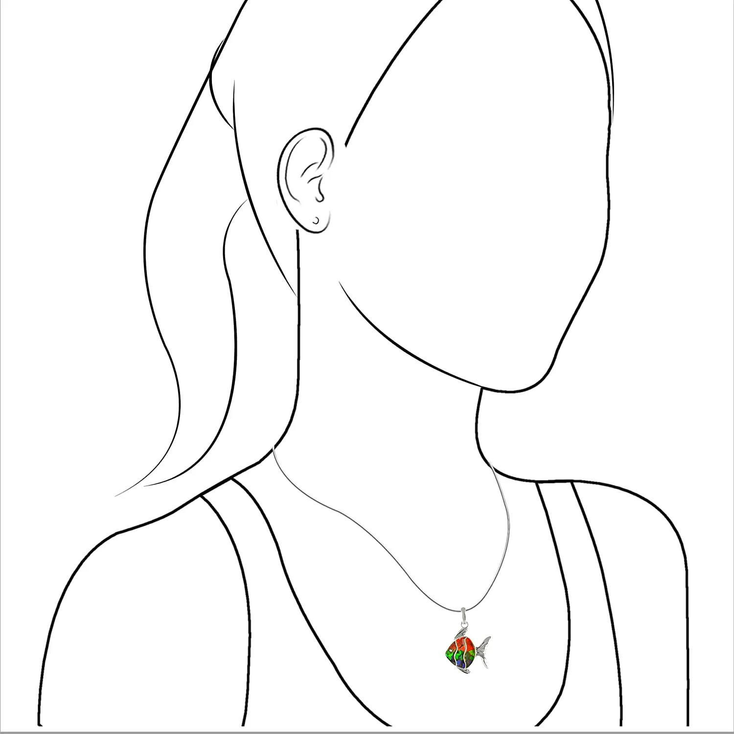 Starborn Ammolite Fish Pendant in Sterling Silver