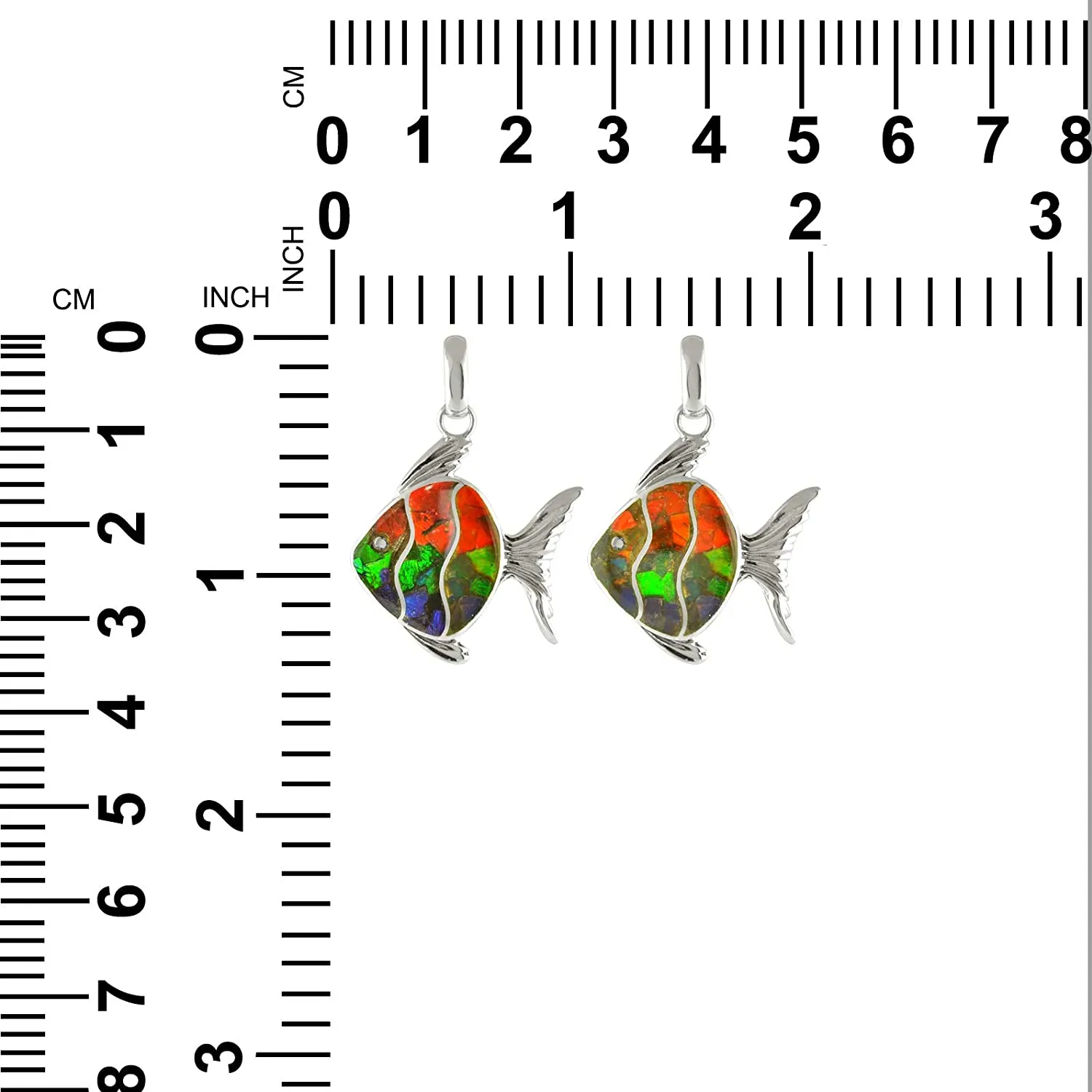 Starborn Ammolite Fish Pendant in Sterling Silver