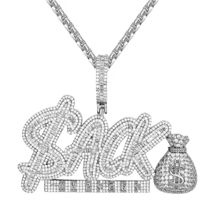 Sterling Silver Baguette Sack Chasers Dollar Bag Icy Pendant