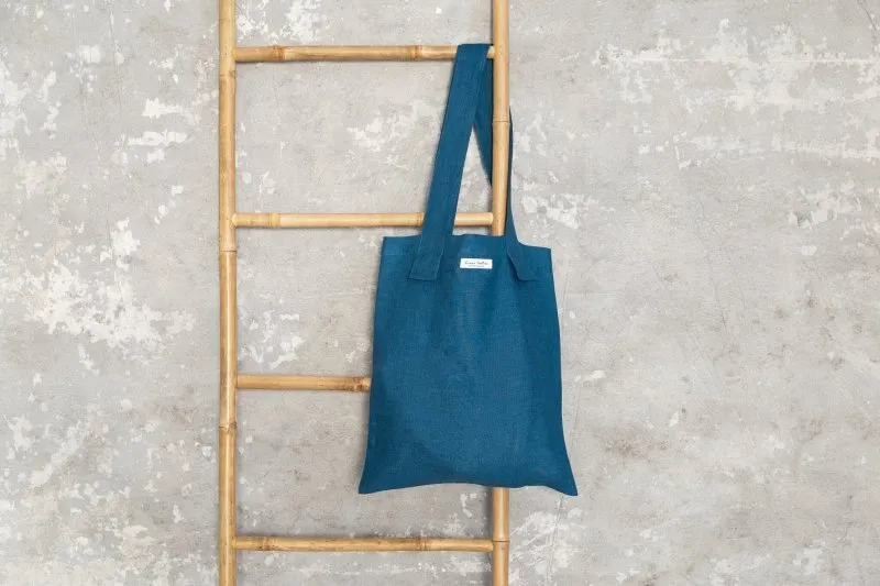 Striped Beige linen large tote bag