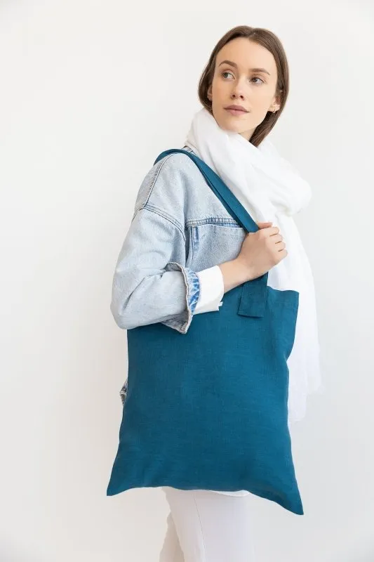 Striped Beige linen large tote bag