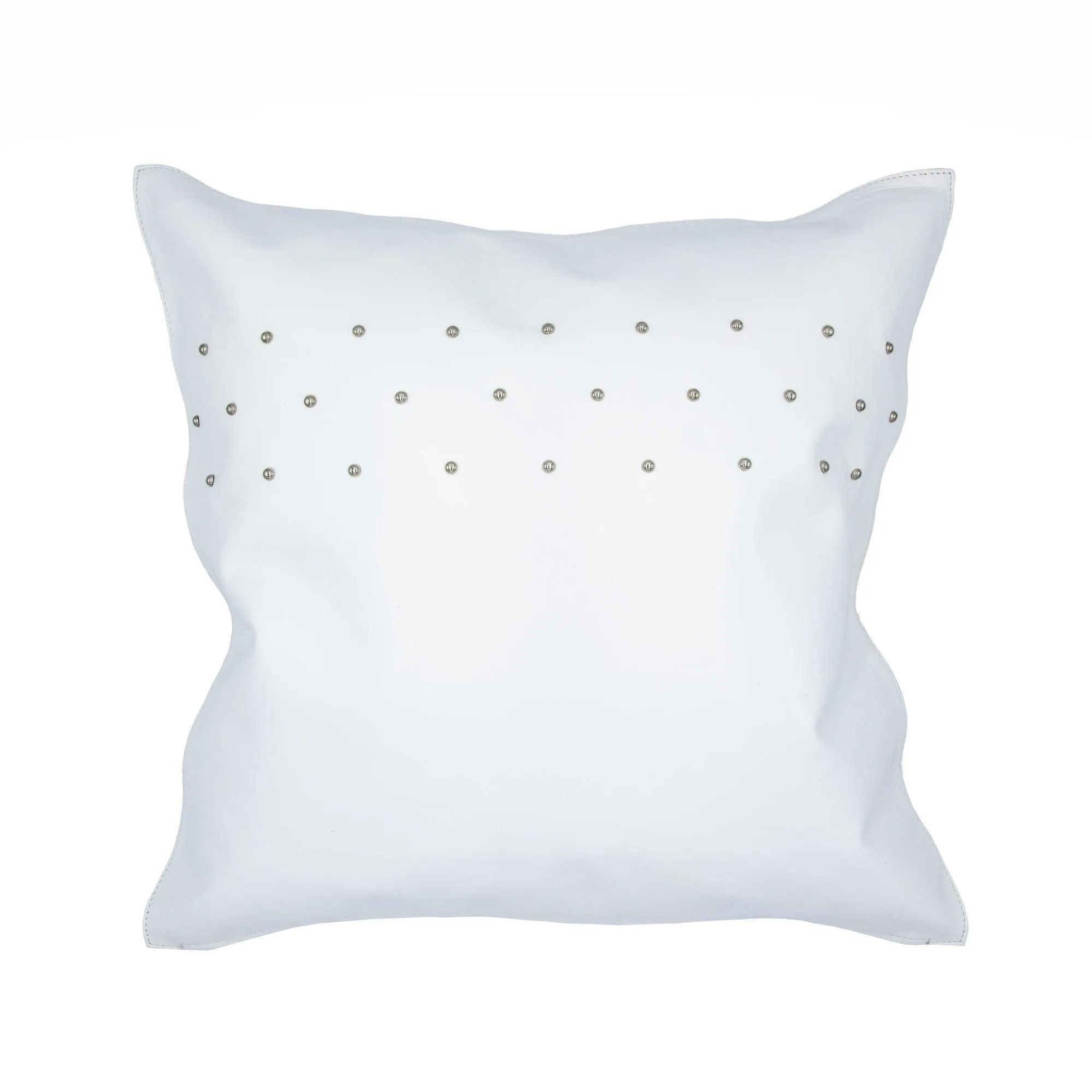 Studded White Leather Throw Pillow