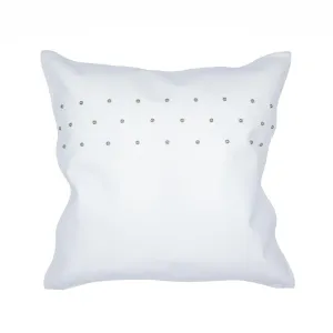 Studded White Leather Throw Pillow