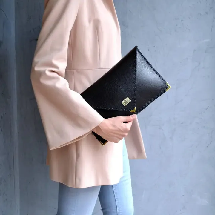 Symmetria Leather Clutch Bag