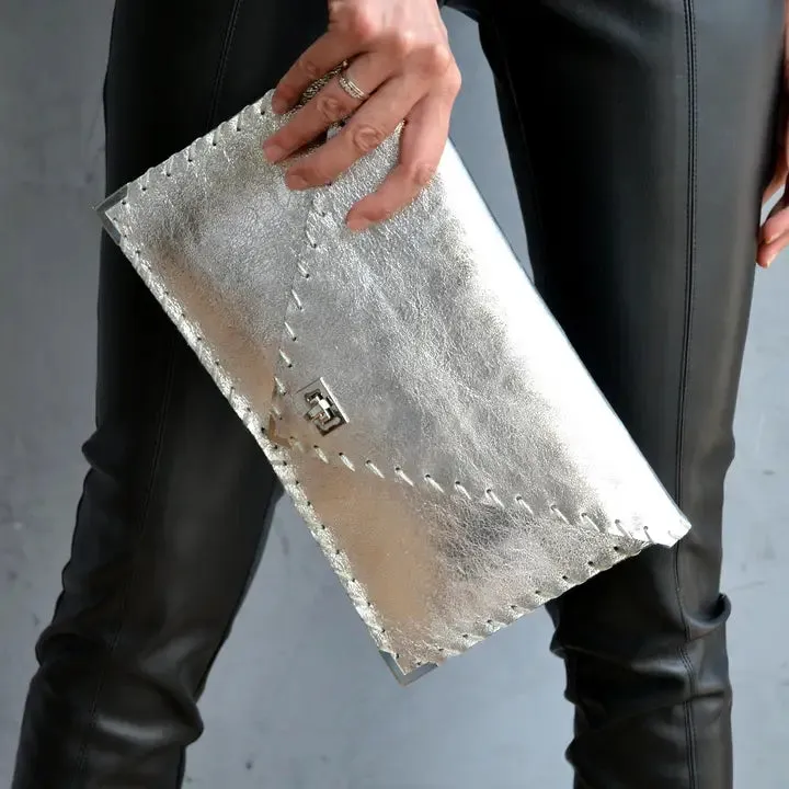 Symmetria Leather Clutch Bag