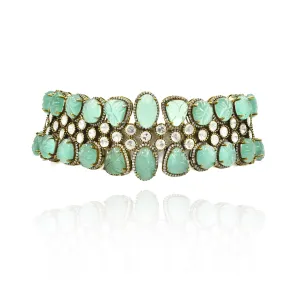 Tanishka Carved Stones Mint Choker