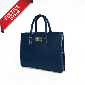 Techbag Fingerlock Laptop Leather Bags (Blue)