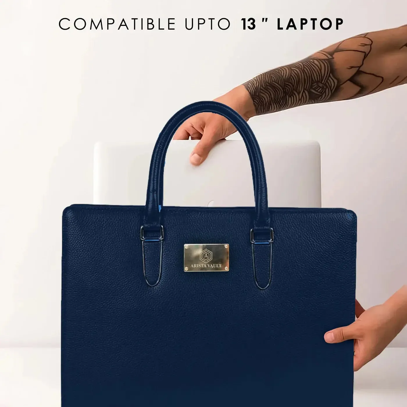 Techbag Fingerlock Laptop Leather Bags (Blue)