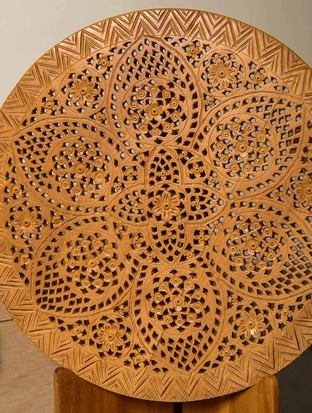 The India Craft House Wooden Jaali Decorative Plate - Lotus
