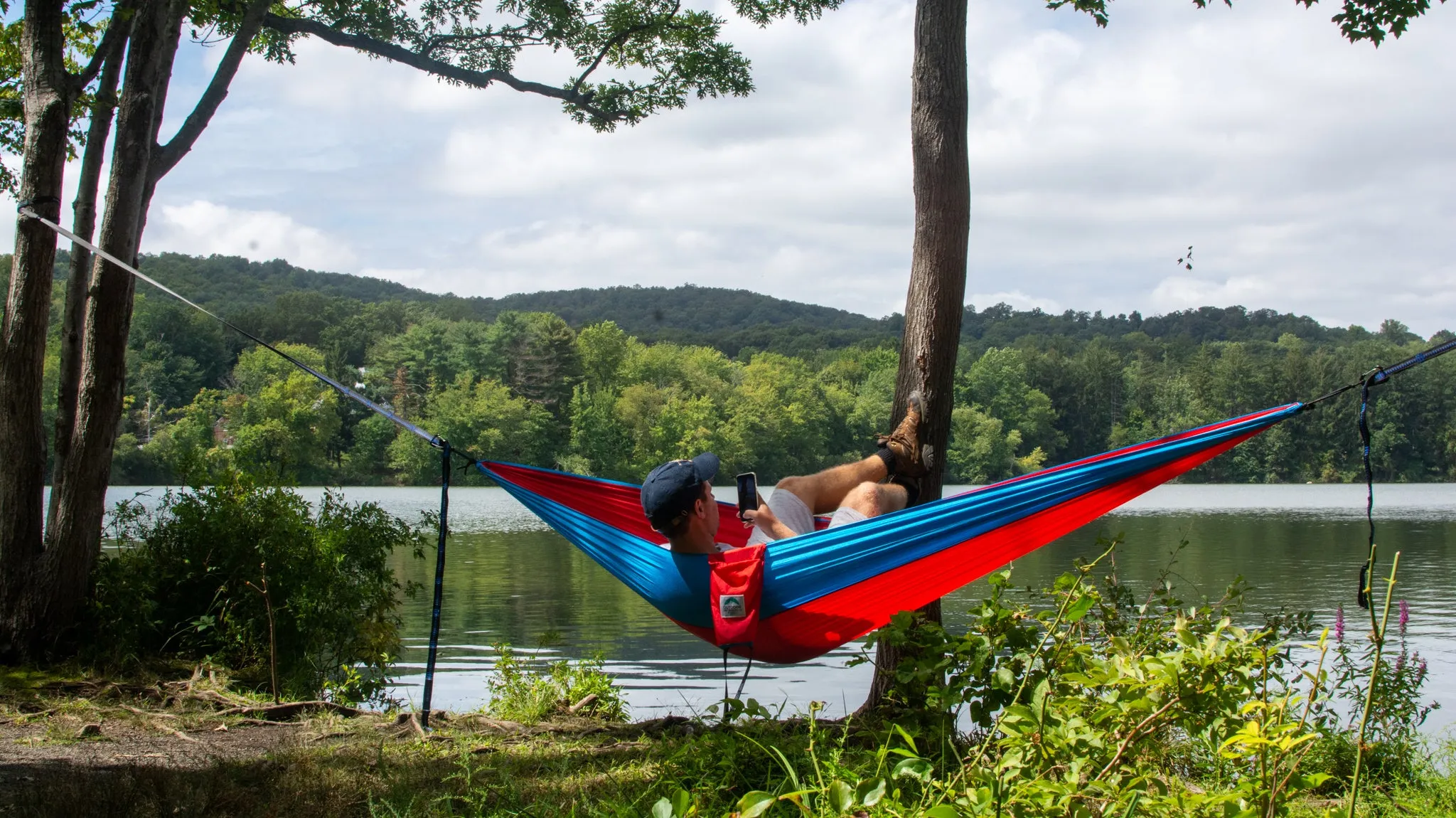 Two Person Portable Hammock | Radically Red & Classic Blue