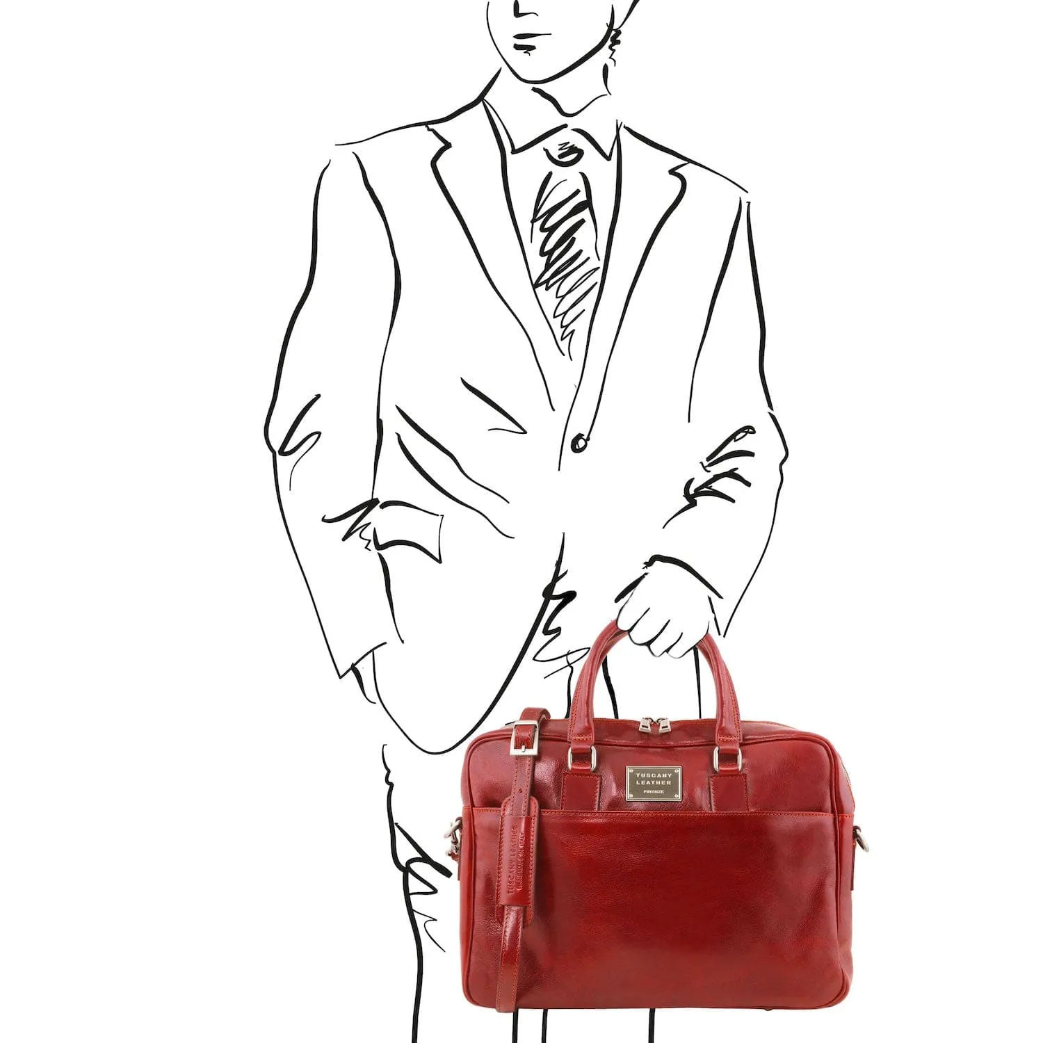 Urbino - Leather laptop briefcase with front pocket | TL141241