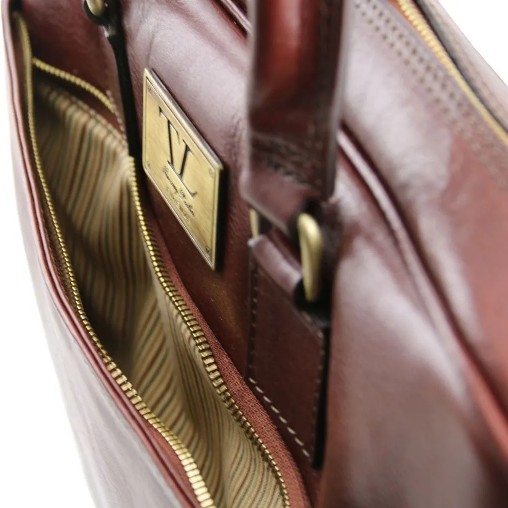 Urbino - Leather laptop briefcase with front pocket | TL141241