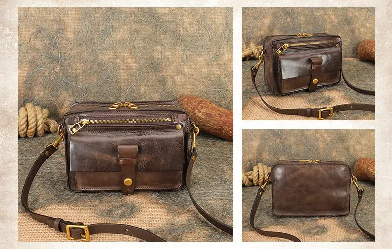 Vintage Leather Over The Shoulder Bag Leather Crossbody Purse For Women