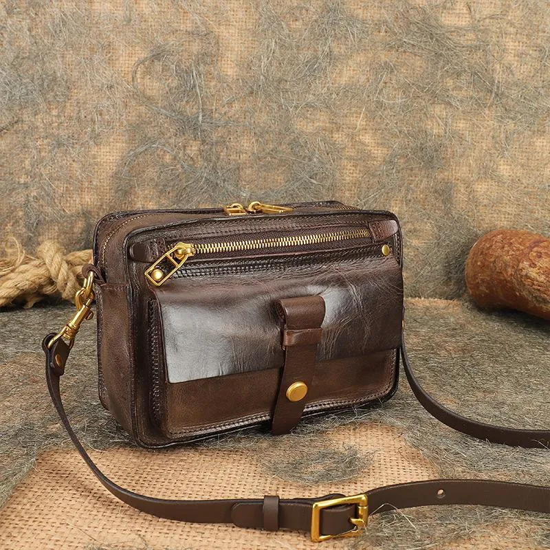 Vintage Leather Over The Shoulder Bag Leather Crossbody Purse For Women
