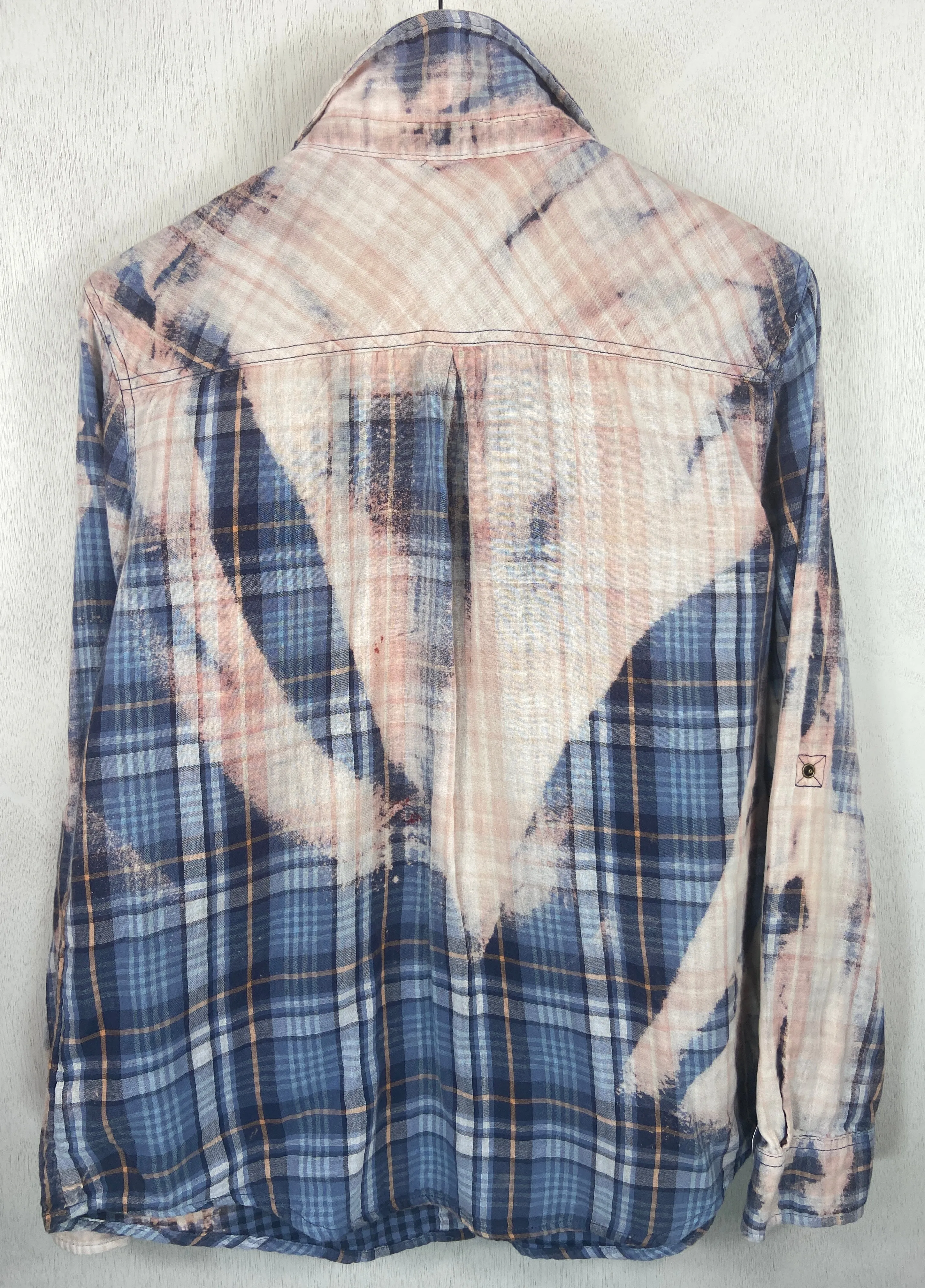 Vintage Western Style Light Blue, Pink and Cream Lightweight Cotton Size Small