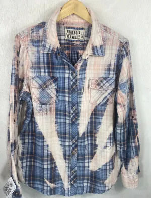 Vintage Western Style Light Blue, Pink and Cream Lightweight Cotton Size Small