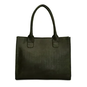 Women black textured office bag