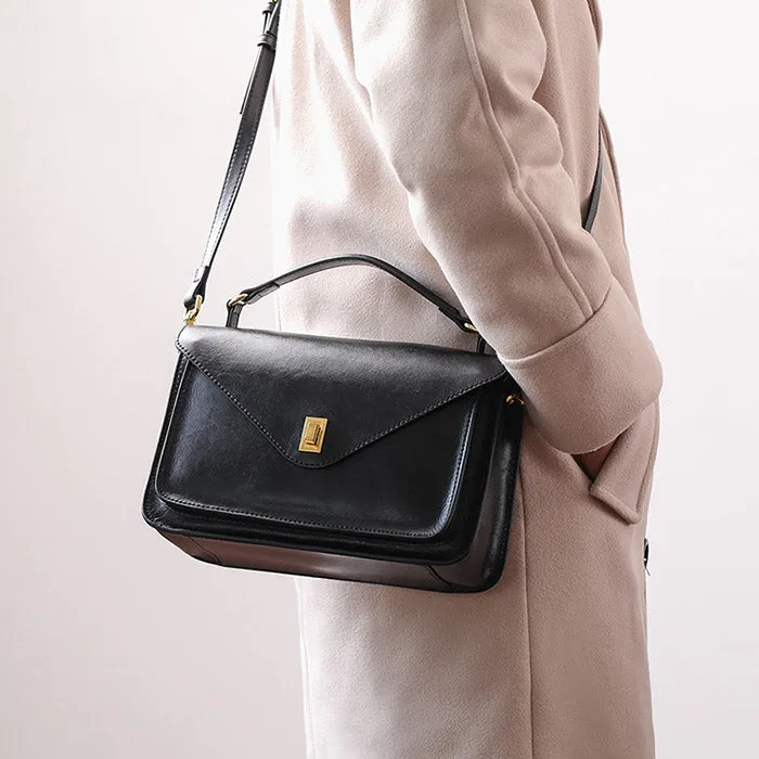 Womens Blue Leather Satchel Bag Crossbody Bags Purses for Women