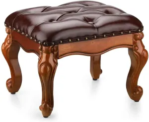 Wooden Twist Squat Teak Wood Small Footrest Pouf & Ottoman Stool