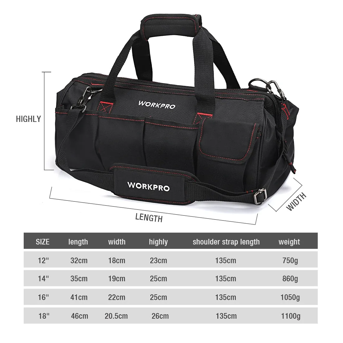 WORKPRO Waterproof Tool bag Travel Bags Men Crossbody Bag Tool Bags Large Capacity Free Shipping 4 size