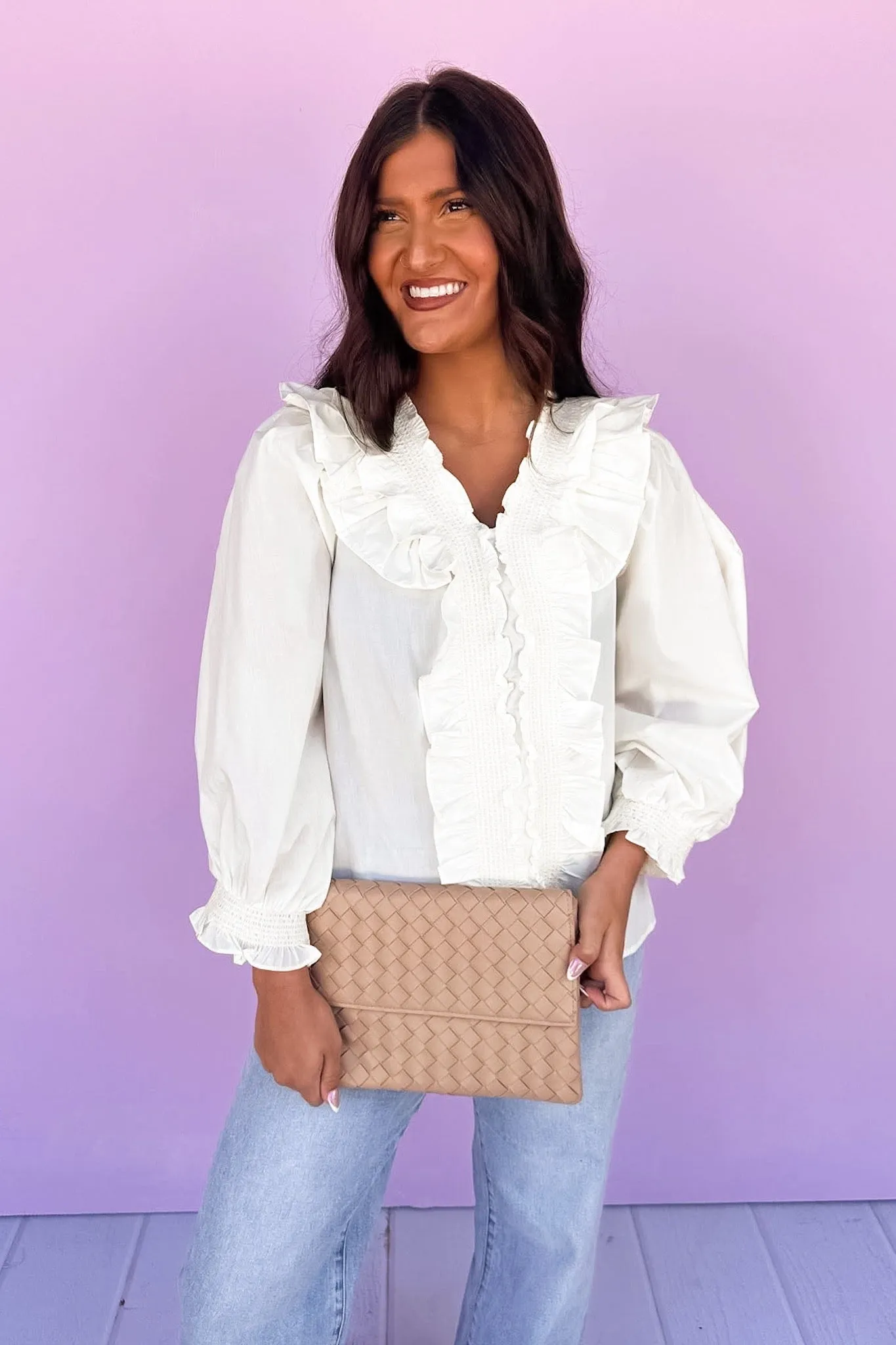 Woven Faux Leather Flap Bag Clutch/Crossbody in Khaki