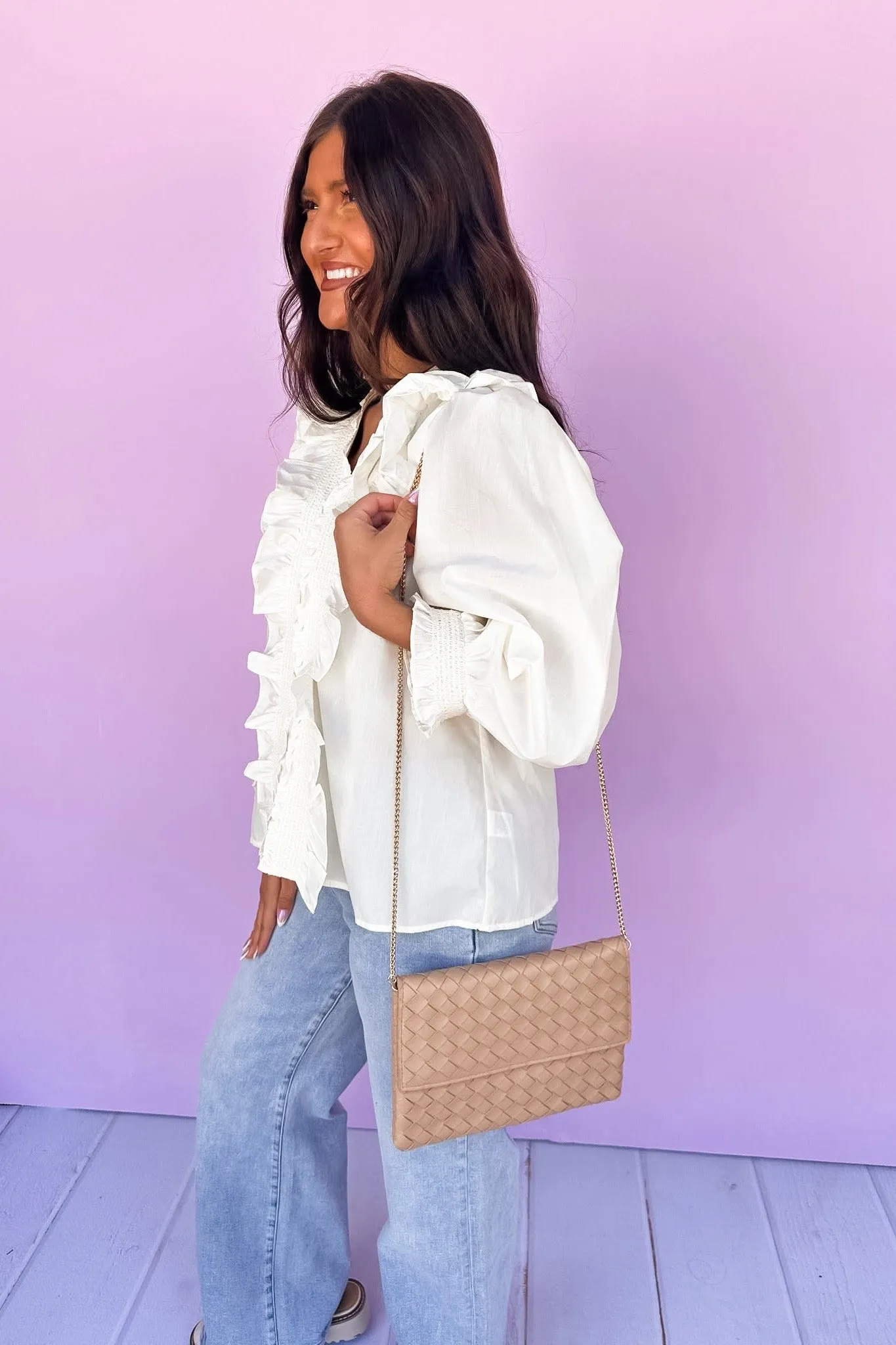 Woven Faux Leather Flap Bag Clutch/Crossbody in Khaki